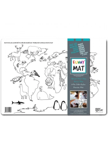 Funny Mat Dünya Dilsiz Haritası Hayvanlar Alemi 1106