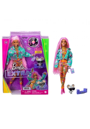 Barbie Extra - Pembe Örgü Saçlı Bebek GXF09