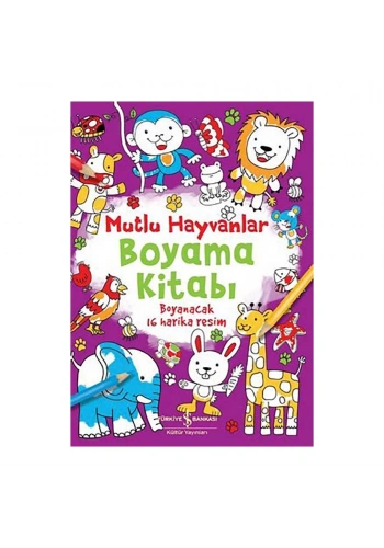 Mutlu Hayvanlar Boyama Kitabı - Boyanacak 16 Harika Resim