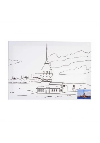 Ceoart Desenli Tuval (Taksim Treni, Ayasofya, Galata, Kız Kulesi) 35X50  Ceo-Tu0002