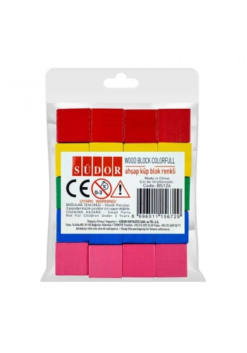 Südor Ahşap Küp Blok 20 Li Renkli BS126