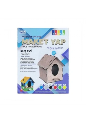 Südor Kutulu Ahşap Maket Kuş Evi Boyama Seti Küçük MD2-02
