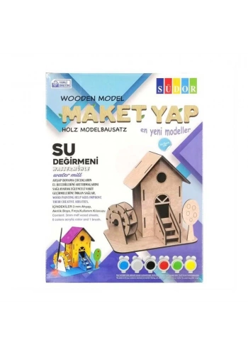 Südor Ahşap Kutulu Maket Su Değirmeni Boyama Seti Büyük MD2-07