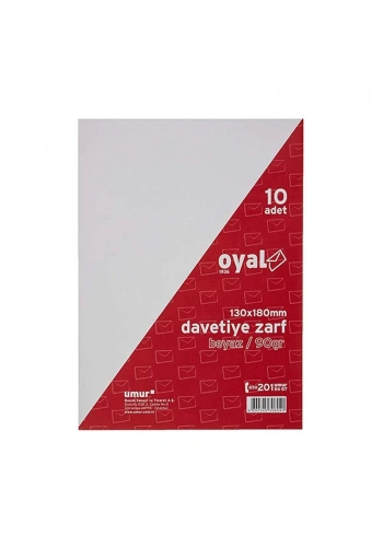 Oyal Davetiye Zarfı Beyaz 13X18Mm 90Gr 10’Lu
