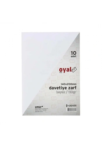Oyal Davetiye Zarf Beyaz 110Gr 14x20cm 10’lu 8228