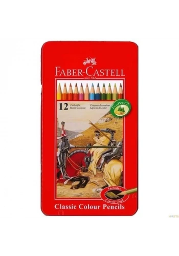 FABER-CASTELL KURU BOYA 12 RENK METAL KUTU (115844)