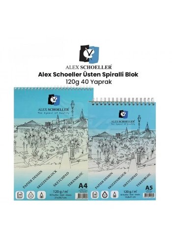Alex Schoeller Üsten Spiralli Blok 120g 40 Yaprak