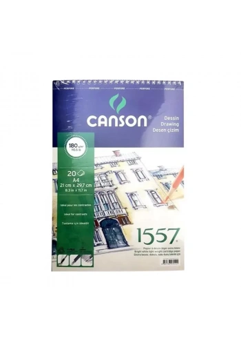 CANSON 1557 ÜSTTEN SPİRALLİ ÇİZİM BLOĞU A4 20 YAPRAK 180gr