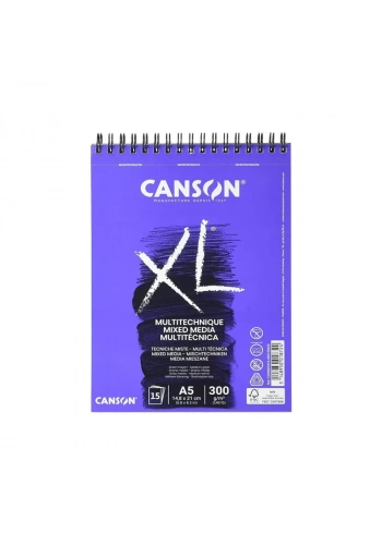 CANSON XL MİX MEDİA SPİRALLİ ÇİZİM BLOĞU A5 15 YAPRAK 300gr (200001872)