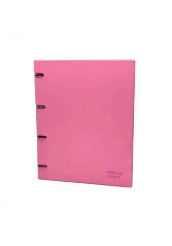 ÖNDER 124-23 RAİNBOW PLASTİK KAPAK HALKALI DOSYA 4 HALKALI PEMBE