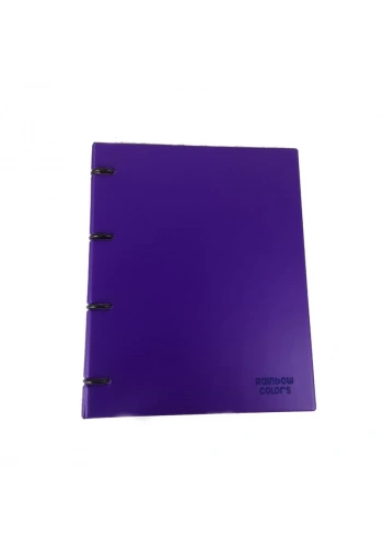 ÖNDER 124-22 RAİNBOW PLASTİK KAPAK HALKALI DOSYA 4 HALKALI MOR