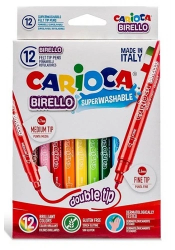 CARİOCA 41457 JUMBO ÇİFT UÇLU YIKANABİLİR KEÇELİ KALEM 12 RENK