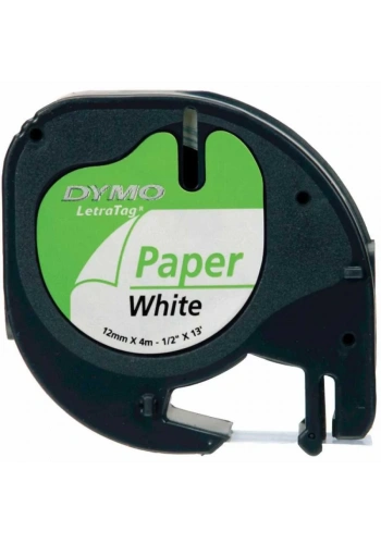 DYMO S0721510 Beyaz LetraTag Kağıt Şerit (12mm x 4mt)