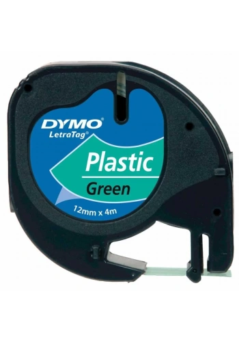 DYMO S0721640 Yeşil LetraTag Plastik Şerit (12mm x 4mt)