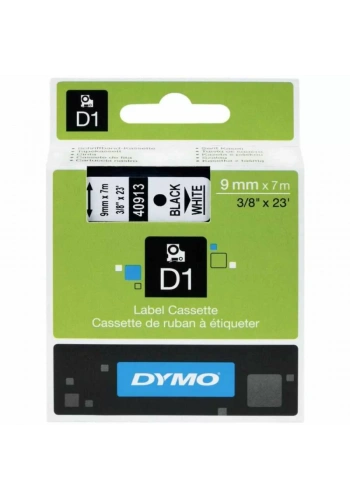 DYMO 40913 Beyaz/Siyah D1 Yedek Şerit (9 mm x 7 mt)