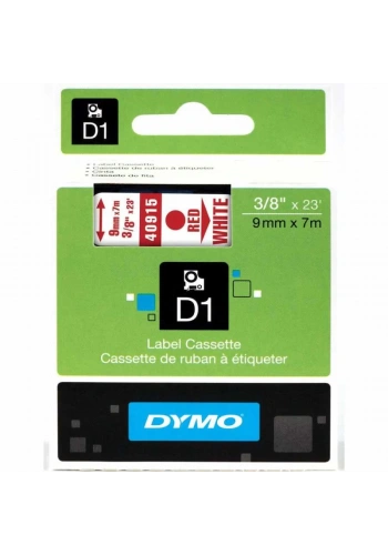 DYMO 40915 Beyaz/Kırmızı D1 Yedek Şerit (9 mm x 7 mt)