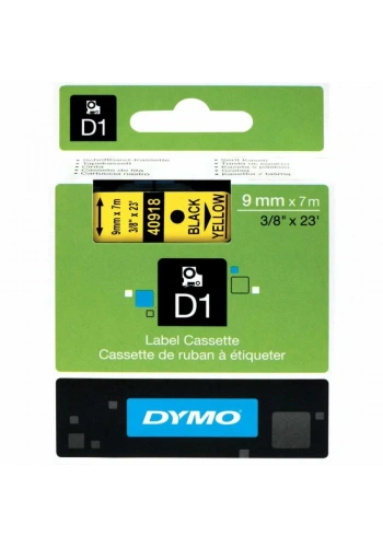 DYMO 40918 Sarı/Siyah D1 Yedek Şerit (9 mm x 7 mt)