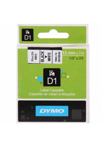 DYMO 45013 Beyaz/Siyah D1 Yedek Şerit (12 mm x 7 mt)