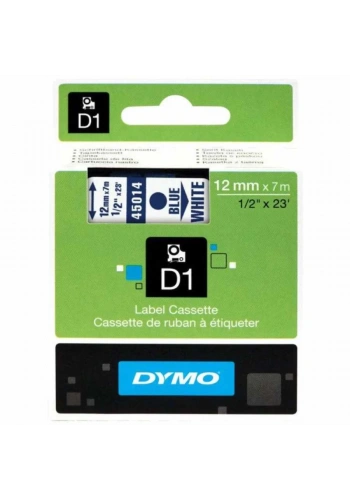 DYMO 45014 Beyaz/Mavi D1 Yedek Şerit (12 mm x 7 mt)