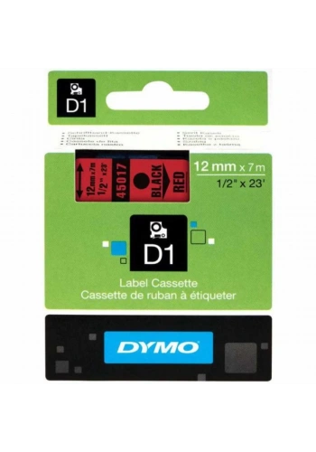 DYMO 45017 Kırmızı/Siyah D1 Yedek Şerit (12 mm x 7 mt)
