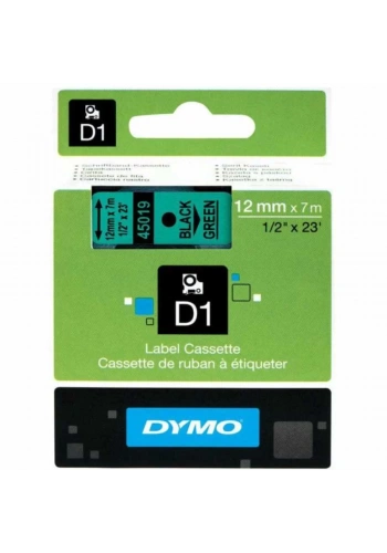 DYMO 45019 Yeşil/Siyah D1 Yedek Şerit (12 mm x 7 mt)