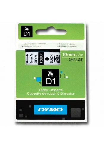 DYMO 45803 Beyaz/Siyah D1 Yedek Şerit (19 mm x 7 mt)