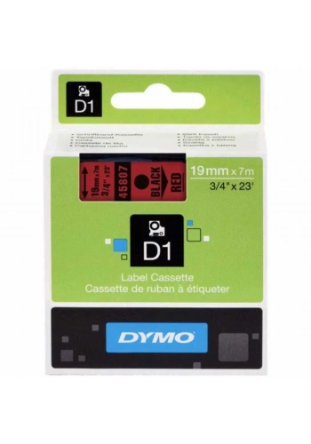 DYMO 45807 Kırmızı/Siyah D1 Yedek Şerit (19 mm x 7 mt)