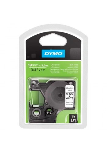 DYMO 16958 Siyah/Beyaz Yüksek Performans Esnek Naylon Şerit (19 mm x 3,5 mt)