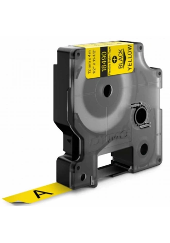 DYMO RhinoPRO 18490 Sarı/Siyah Esnek Naylon Şerit 12 mm x 3,5 mt