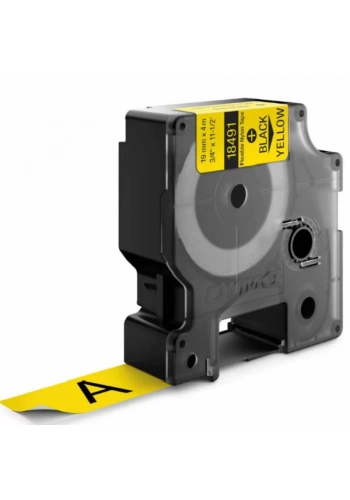 DYMO RhinoPRO 18491 Sarı/Siyah Esnek Naylon Şerit 19 mm x 3,5 mt