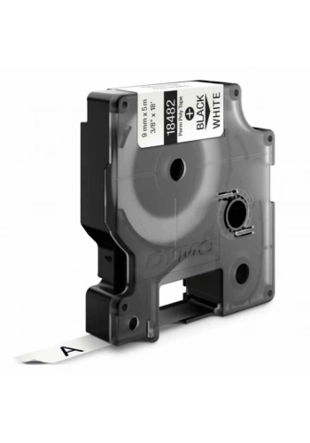 DYMO RhinoPRO 18482 Beyaz/Siyah Sabit Polyester Şerit 9 mm x 5,5 mt