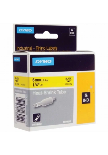 DYMO RhinoPRO 18052 Sarı/Siyah Isıyla Küçülen Şerit 6 mm x 1,5 mt