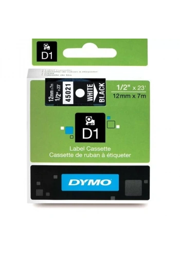 DYMO 45021 Siyah/Beyaz D1 Yedek Şerit (12 mm x 7 mt)