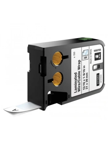 DYMO 1868705 XTL Lamine Tel / Kablo Etiketi 21x39mm Beyaz/Siyah 150 Adet