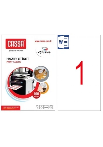 CASSA LASER ETİKET 210x297mm 1x100 100 ADET