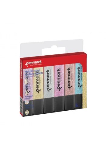 PENMARK HS-505-6S FOSFORLU KALEM SETİ METALİK SİMLİ 6 RENK BLİSTER