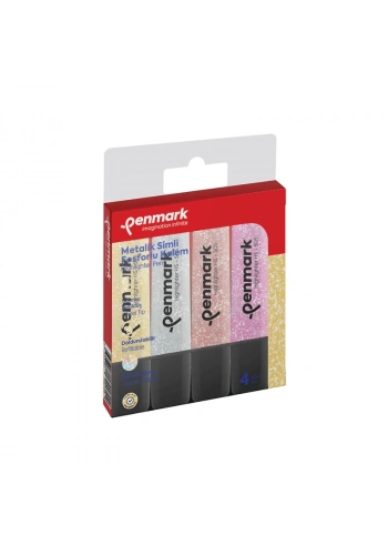 PENMARK HS-505-4S FOSFORLU KALEM SETİ METALİK SİMLİ 4 RENK BLİSTER
