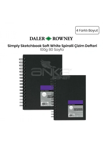 Daler Rowney Simply Sketchbook Soft White Spiralli Çizim Defteri 100g 80 Yaprak