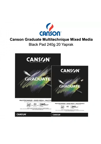 Canson Graduate Multitechnique Mixed Media Black Pad 240g 20 Yaprak