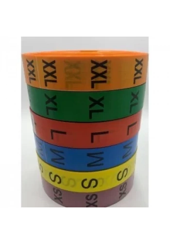 RENKLİ BEDEN ETİKETİ 4XL BEDEN 400 LÜ SARIM 4000 ADET
