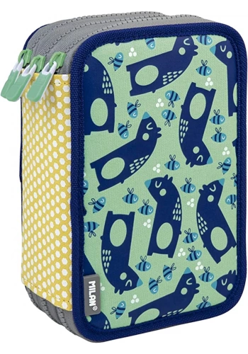 MILAN 081364NLGR NET&LIT YEŞİL 3 KATLI SET KALEM ÇANTASI