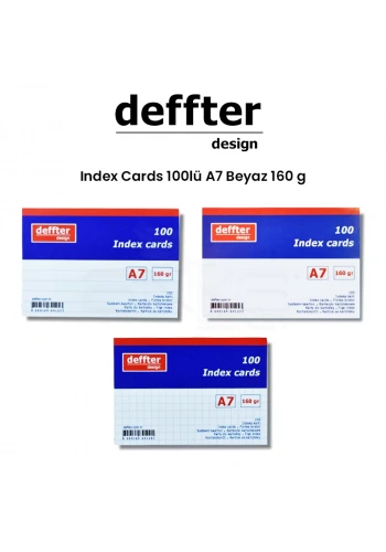 Deffter Index Cards 100lü A7 Beyaz 160g