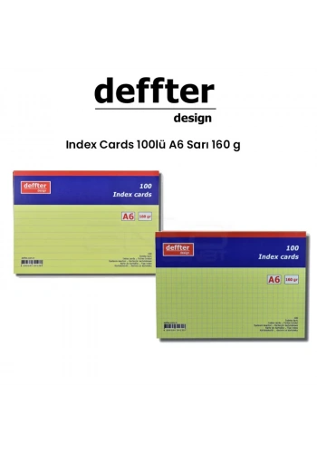 Deffter Index Cards 100lü A6 Sarı 160g