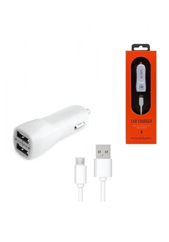 POWERWAY X233 MİCRO USB 2.1A GİRİŞLİ KABLOLU ARAÇ ŞARJ CİHAZI