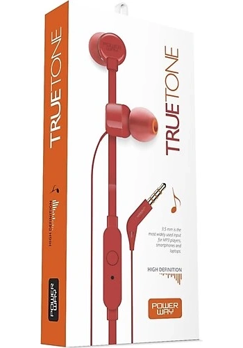POWERWAY TRUETONE MİKROFONLU KULAKİÇİ KULAKLIK KIRMIZI