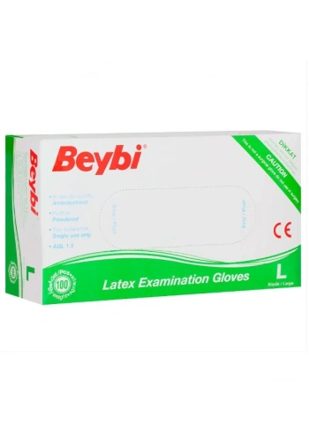 Beybi Lateks Muayene Eldiveni Pudralı ( L ) 100 Adet