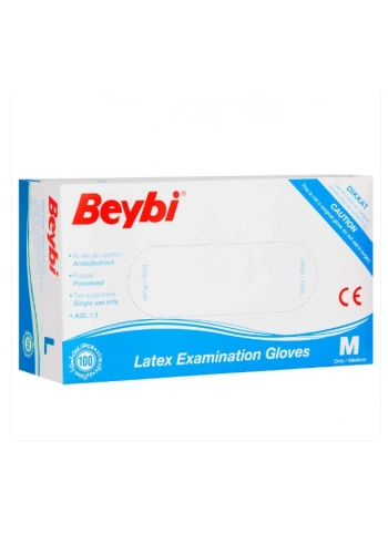 Beybi Lateks Muayene Eldiveni Pudralı ( M ) 100 Adet