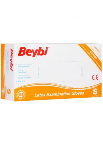 Beybi Lateks Muayene Eldiveni Pudralı ( S ) 100 Adet