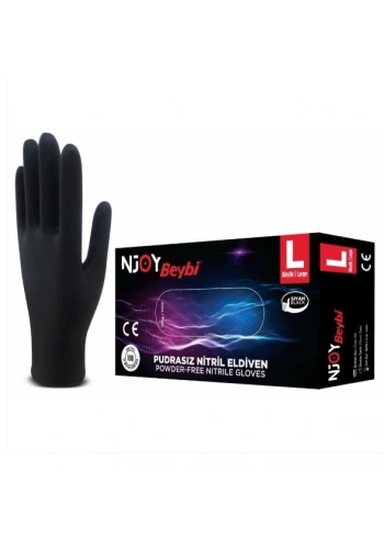Beybi Njoy Siyah Nitril Medikal Muayene Eldiveni ( L ) 20 Paket
