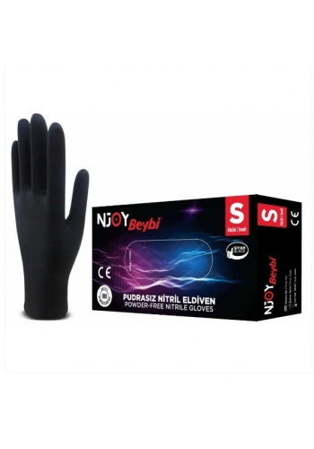 Beybi Njoy Siyah Nitril Medikal Muayene Eldiveni ( S ) 20 Paket